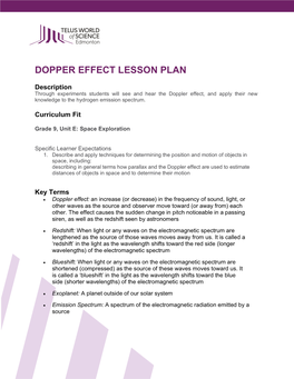Dopper Effect Lesson Plan