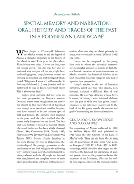 Oral History and Traces of the Past in a Polynesian Landscape1