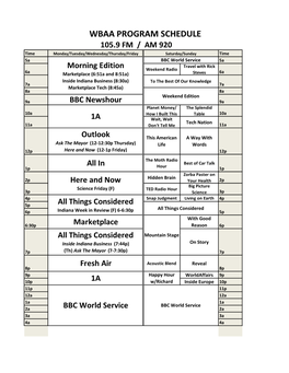 Printable Schedule