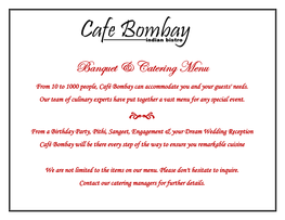 Banquet & Catering Menu