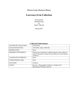 Lawrence Irvin Collection