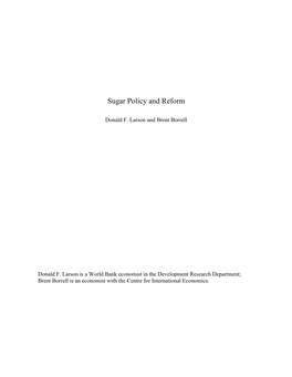 Sugar Policy and Reform