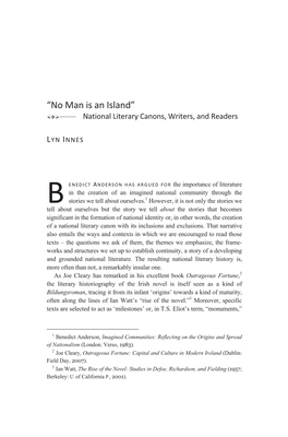 “No Man Is an Island” ½¾—— National Literary Canons, Writers, and Readers