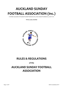 AUCKLAND SUNDAY FOOTBALL ASSOCIATION (Inc.)