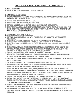 Legacy Statewide 7V7 League - Official Rules 1