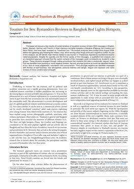 Tourism for Sex: Bystanders Reviews in Bangkok Red Lights Hotspots