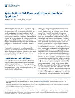 Spanish Moss, Ball Moss, and Lichens - Harmless Epiphytes 1 Joe Sewards and Sydney Park Brown2