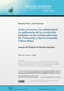 La Influencia De La Revolución Haitiana En Las Independencias De Venezuela Y Nueva Granada (1804-1825)