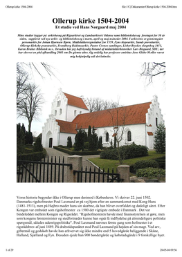 Ollerup Kirke 1504-2004 File:///C|/Dokumenter/Ollerup Kirke 1504-2004.Htm