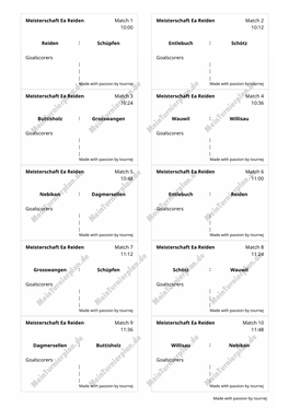 Goalscorers Meisterschaft Ea Reiden Match 2 10:12