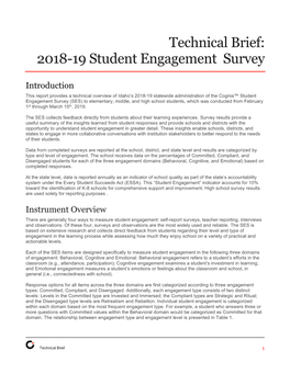 Technical Brief: 2018-19 Student Engagement Survey