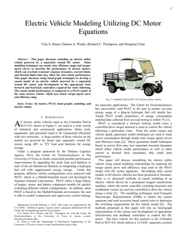 Electric Vehicle Modeling Utilizing DC Motor Equations