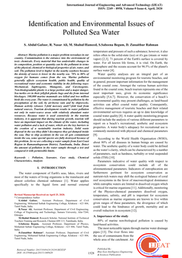 Identification and Environmental Issues of Polluted Sea Water