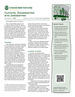 Currants, Gooseberries and Jostaberries Fact Sheet No