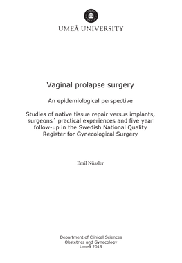 Vaginal Prolapse Surgery