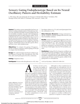 Sensory Gating Endophenotype Based on Its Neural Oscillatory Pattern and Heritability Estimate