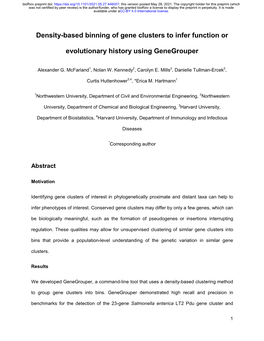 Density-Based Binning of Gene Clusters to Infer Function Or