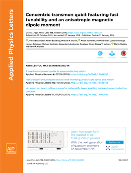 Concentric Transmon Qubit Featuring Fast Tunability and an Anisotropic Magnetic Dipole Moment