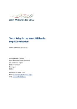 Cultural Olympiad in the West Midlands: an Evaluation of Impact