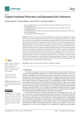 Caputo Fractional Derivative and Quantum-Like Coherence