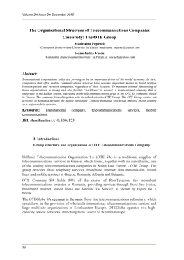 The Organisational Structure of Telecommunications Companies