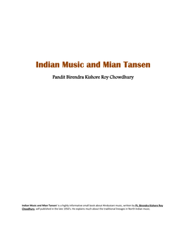 Indian Music and Mian Tansen