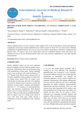 Brenner Tumor with Serous Cystadenoma- an Unusual Combination: a Case Report