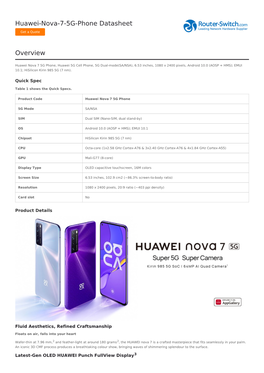 Huawei-Nova-7-5G-Phone Datasheet Overview