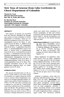 Croat T. B. & M. M. Mora, 2004, New Taxa of Araceae from Cabo