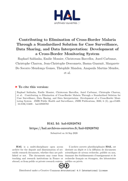Contributing to Elimination of Cross-Border Malaria Through a Standardized Solution for Case Surveillance, Data Sharing, And