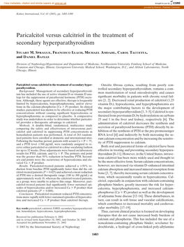 Paricalcitol Versus Calcitriol in the Treatment of Secondary Hyperparathyroidism