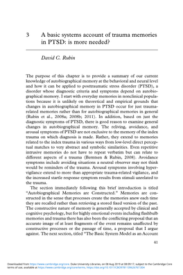 3 a Basic Systems Account of Trauma Memories in PTSD: Is More Needed?