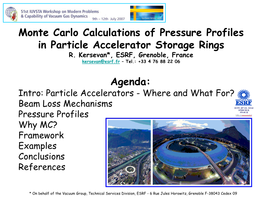 Monte Carlo Calculations of Pressure Profiles in Particle Accelerator Storage Rings R