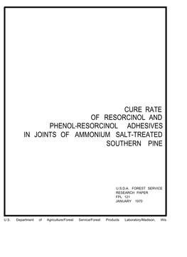 Cure Rate of Resorcinol and Phenol-Resorcinol Adhesives in Joints of Ammonium Salt-Treated Southern Pine