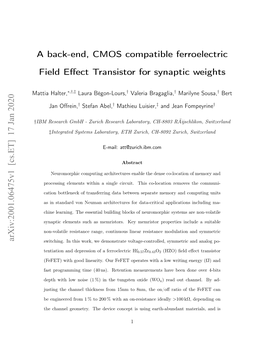 A Back-End, CMOS Compatible Ferroelectric Field Effect Transistor