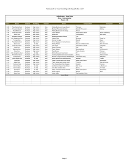 Taking Audio Or Visual Recordings Will Disqualify the Event! Room: 26 Adjudicator: Amy Doty Area: Instrumental Page 1