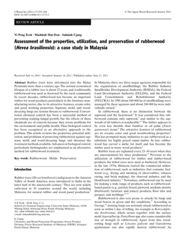 Assessment of the Properties, Utilization, and Preservation of Rubberwood (Hevea Brasiliensis): a Case Study in Malaysia