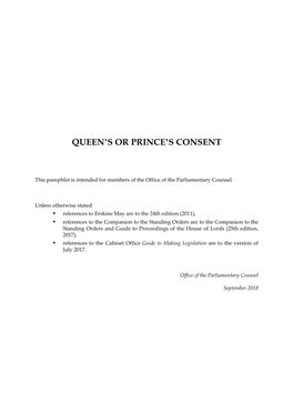 Queen's Or Prince's Consent