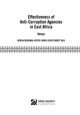 Effectiveness of Anti-Corruption Agencies in East Africa Kenya