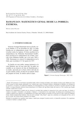 Ramanujan: Matemático Genial Desde La Pobreza Extrema