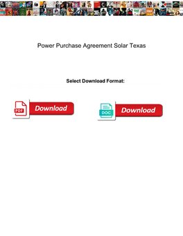 Power Purchase Agreement Solar Texas