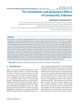 The Antidiabetic and Antioxidant Effects of Carotenoids: a Review