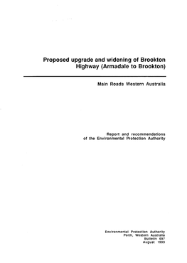 Proposed Upgrade and Widening of Brookton Highway (Armadale to Brookton)