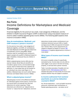 Income Definitions for Marketplace and Medicaid Coverage