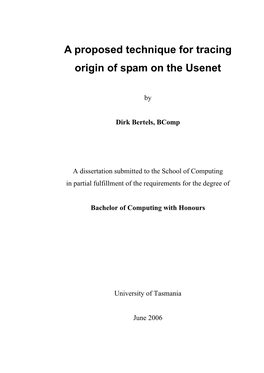 A Proposed Technique for Tracing Origin of Spam on the Usenet