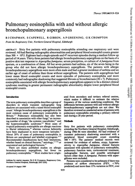 Bronchopulmonary Aspergillosis