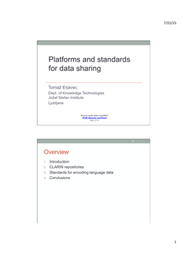 Tomaž Erjavec: Platforms and Standards for Data Sharing