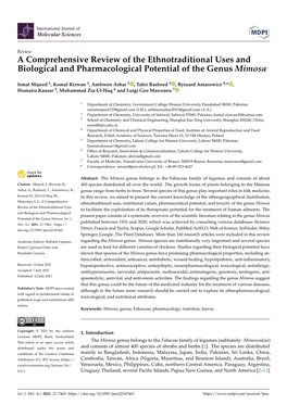 A Comprehensive Review of the Ethnotraditional Uses and Biological and Pharmacological Potential of the Genus Mimosa