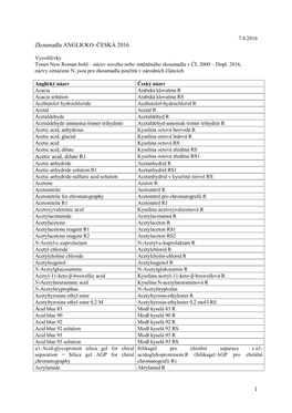 1 Zkoumadla ANGLICKO–ČESKÁ 2016 Acetic Acid, Dilute R1