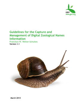 Guidelines for the Capture and Management of Digital Zoological Names Information Francisco W